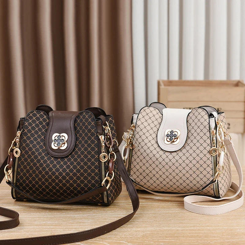 Check Print Bucket Crossbody Bag