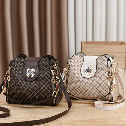 Check Print Bucket Crossbody Bag