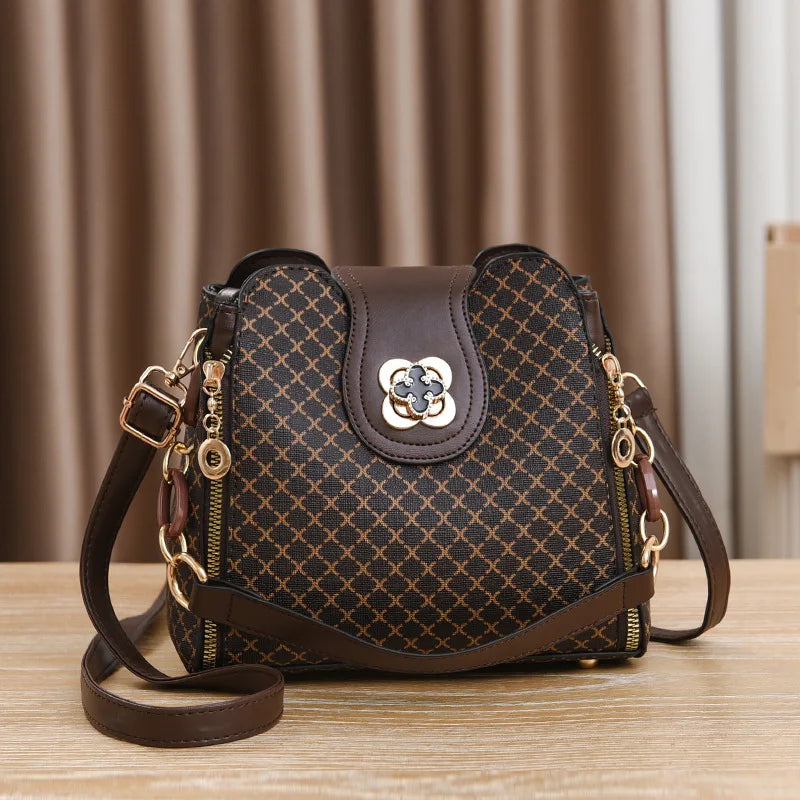 Check Print Bucket Crossbody Bag
