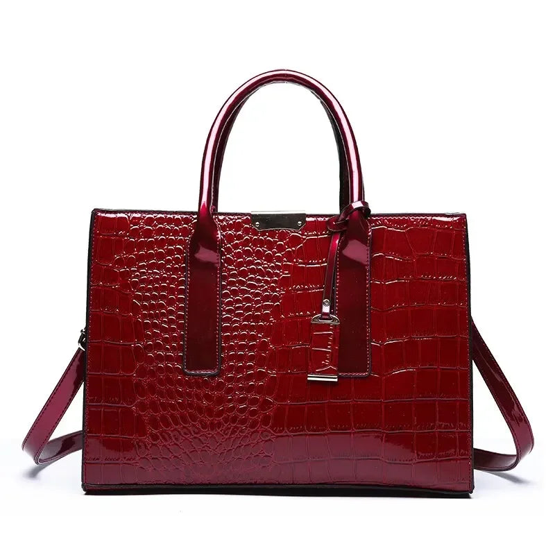 Croc-Effect Large Tote Bag