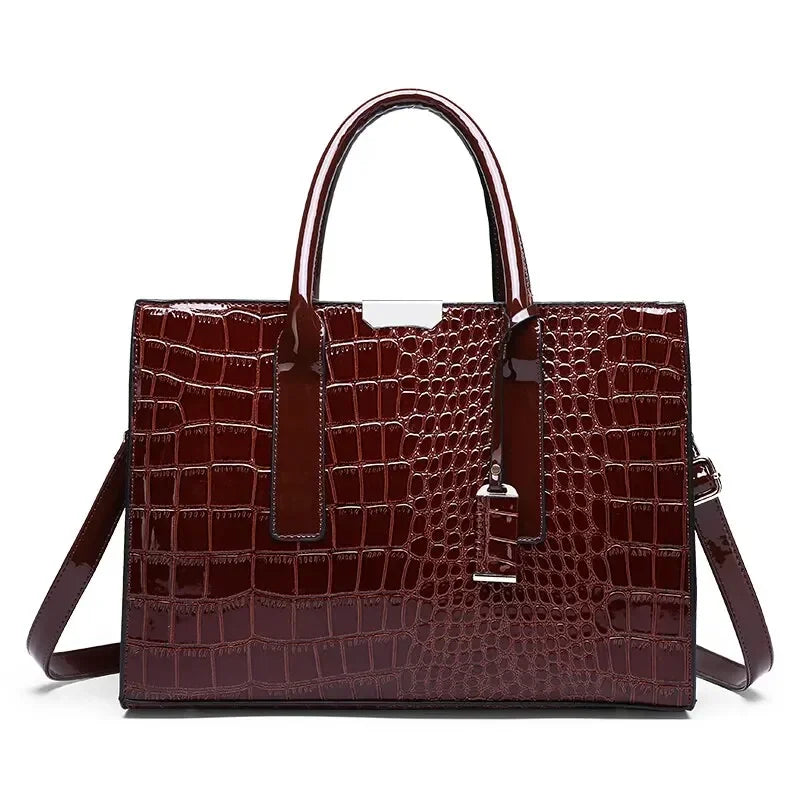 Croc-Effect Large Tote Bag