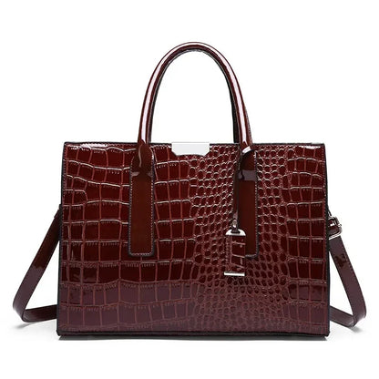 Croc-Effect Large Tote Bag