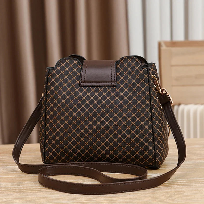 Check Print Bucket Crossbody Bag