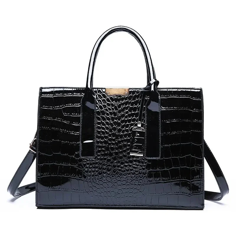 Croc-Effect Large Tote Bag
