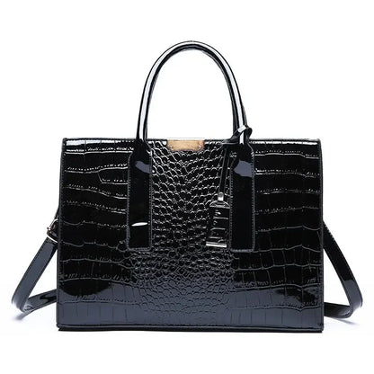 Croc-Effect Large Tote Bag