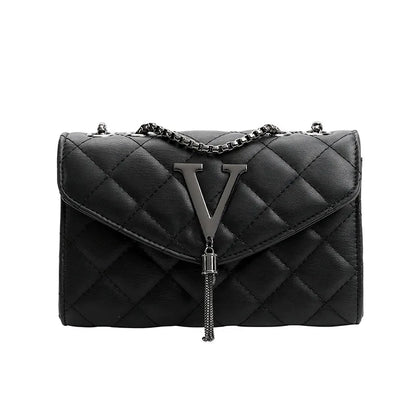 Quilted Chain Shoulder Bag – Black