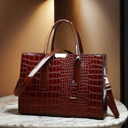 Croc-Effect Large Tote Bag