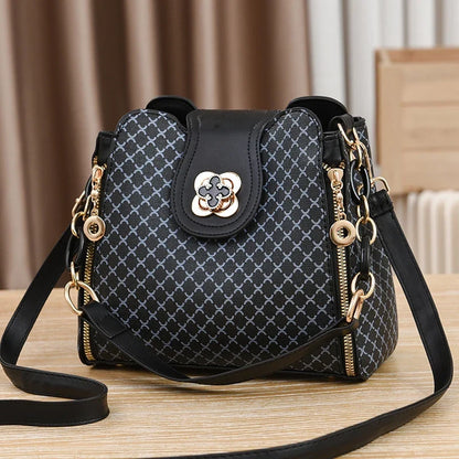 Check Print Bucket Crossbody Bag