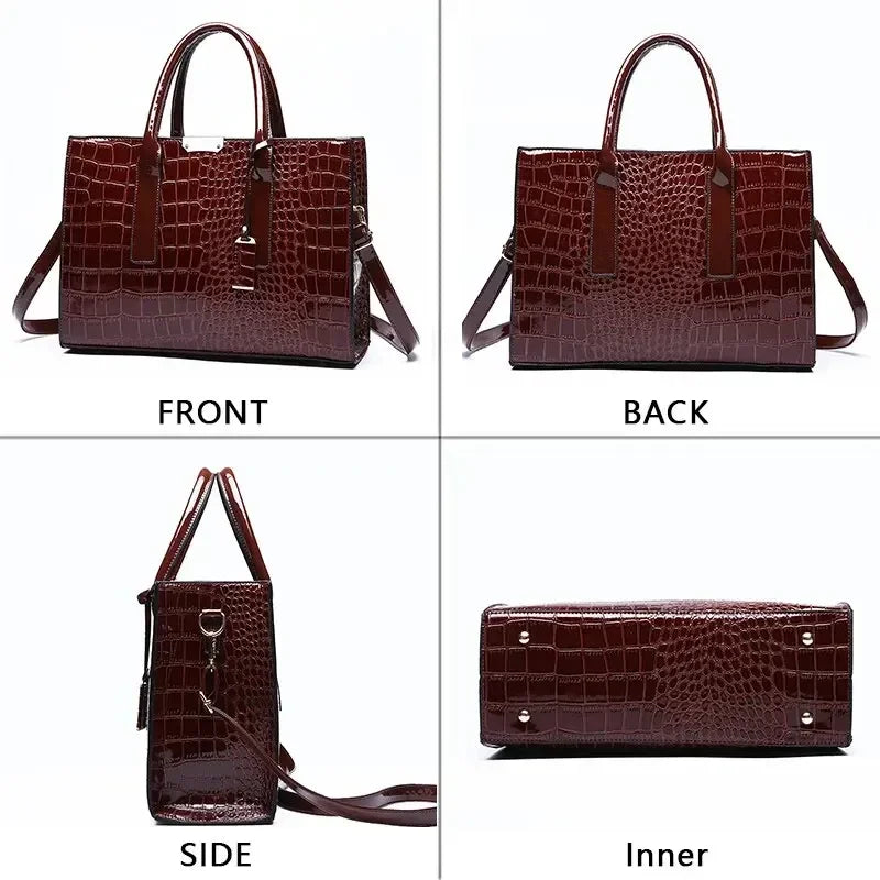 Croc-Effect Large Tote Bag