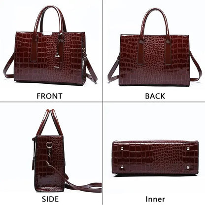 Croc-Effect Large Tote Bag