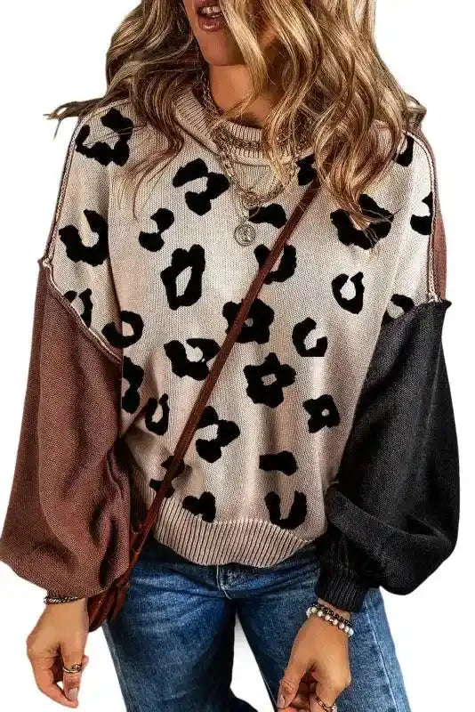Leopard Print Colourblock Jumper