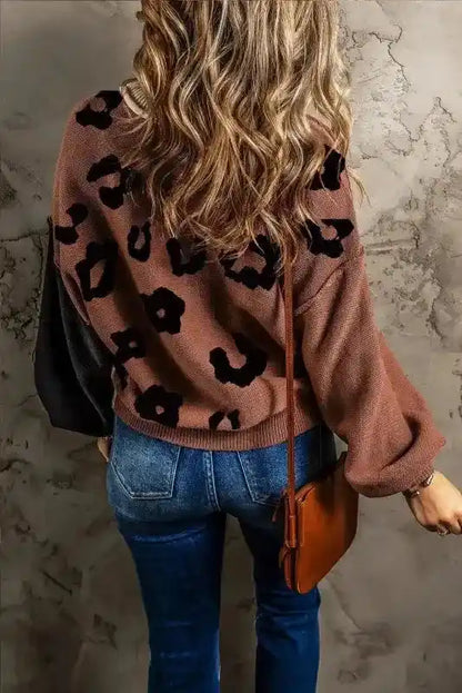 Leopard Print Colourblock Jumper
