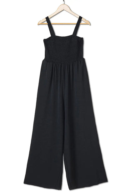 Smocked Square Neck Wide Leg Jumpsuit