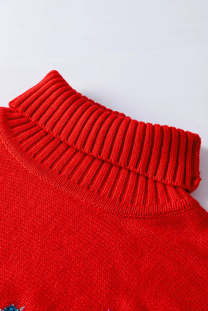Fiery Red High Neck Jumper