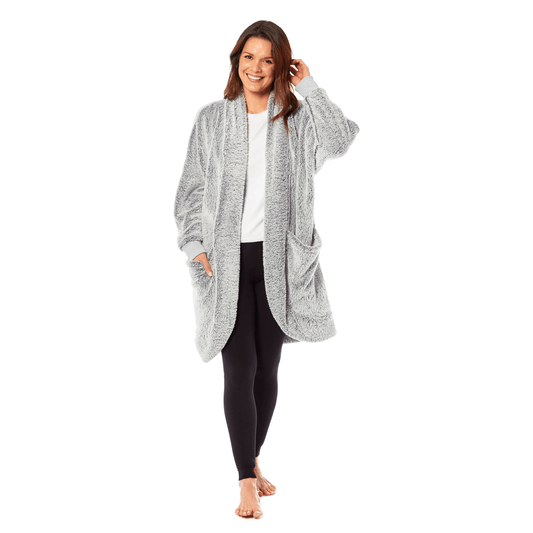 Shimmer Velour Cardi Gown – Grey