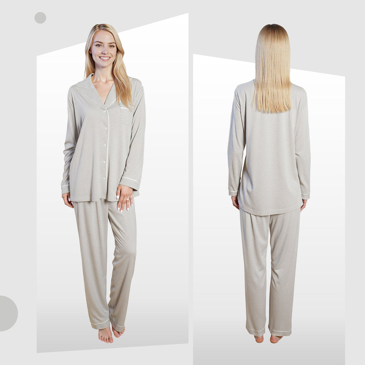 Soft Touch Button-Up Pyjama Set – Grey