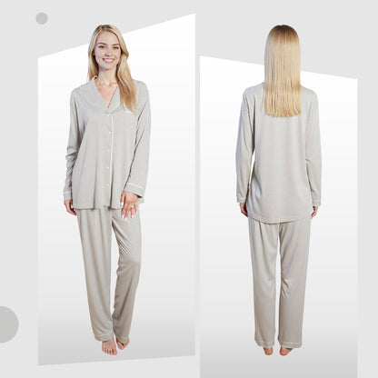 Soft Touch Button-Up Pyjama Set – Grey