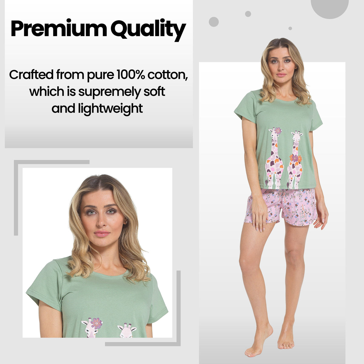 Giraffe Print T-Shirt & Shorts Pyjamas