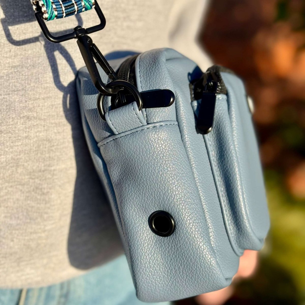 Vegan Leather Crossbody Bag – Slate Blue