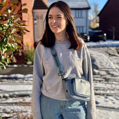 Vegan Leather Crossbody Bag – Slate Blue