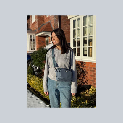 Vegan Leather Crossbody Bag – Slate Blue