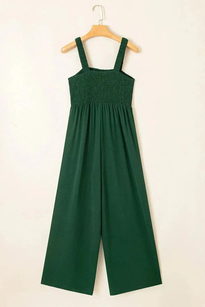 Smocked Square Neck Wide Leg Jumpsuit