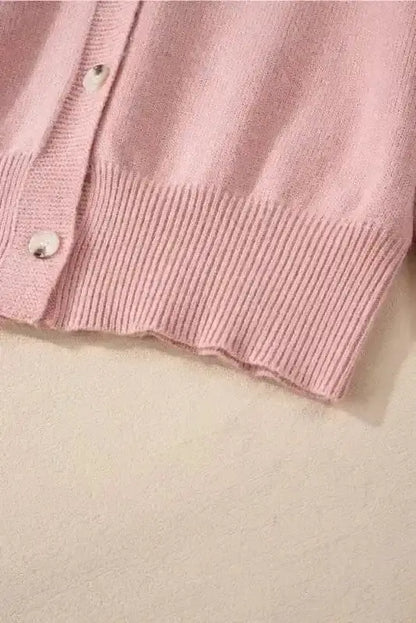 Pearl Button Knit Cardigan – Sepia Rose