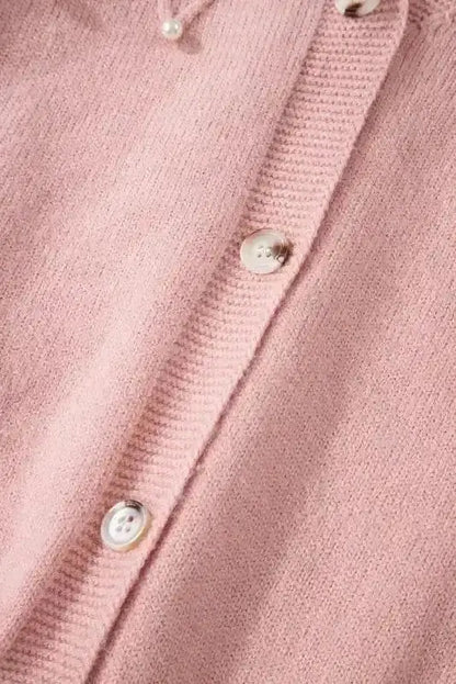 Pearl Button Knit Cardigan – Sepia Rose