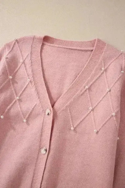Pearl Button Knit Cardigan – Sepia Rose
