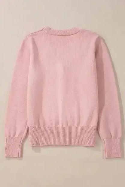 Pearl Button Knit Cardigan – Sepia Rose