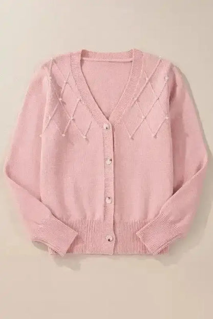 Pearl Button Knit Cardigan – Sepia Rose