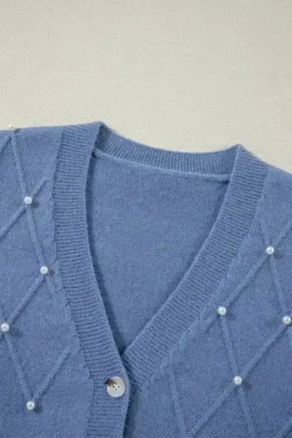 Pearl Button Knit Cardigan – Sepia Rose