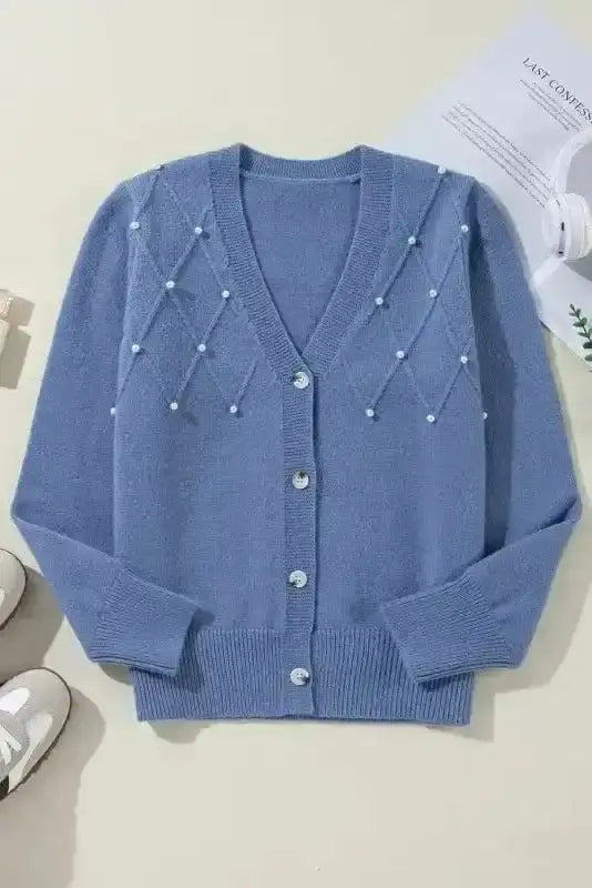 Pearl Button Knit Cardigan – Sepia Rose