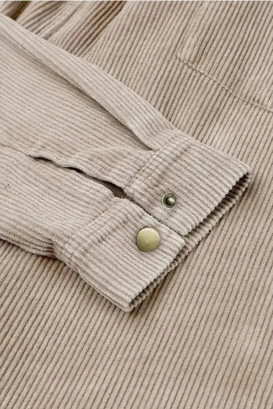 Colour Block Hooded Corduroy Jacket