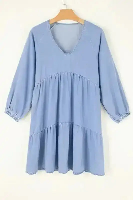Puff Sleeve Tiered Mini Dress – Washed Black