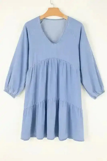 Puff Sleeve Tiered Mini Dress – Washed Black