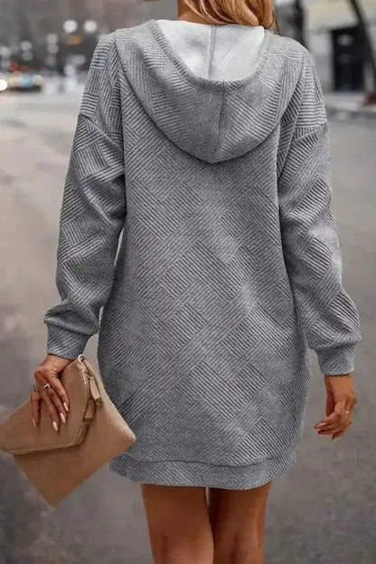 Drawstring Hooded Mini Dress with Kangaroo Pocket