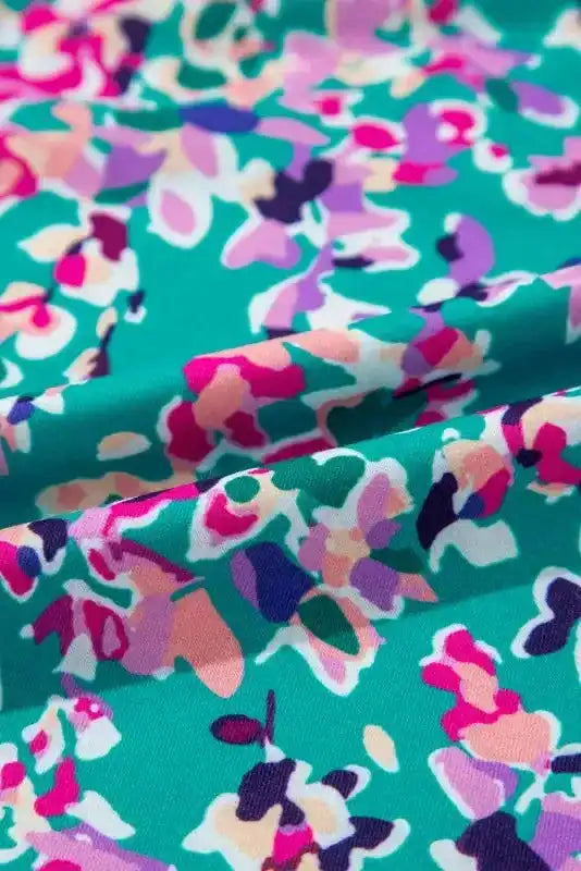 Floral V-Neck Wrap Maxi Dress – Green