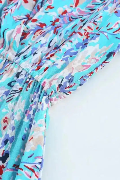 Floral V-Neck Wrap Maxi Dress – Green