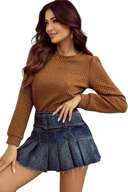 Quilted Hooded Mini Dress with Kangaroo Pocket