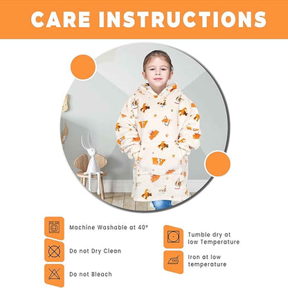 Kids' Dog Print Blanket Hoodie (Age 8–15)