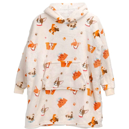 Kids' Dog Print Blanket Hoodie (Age 8–15)
