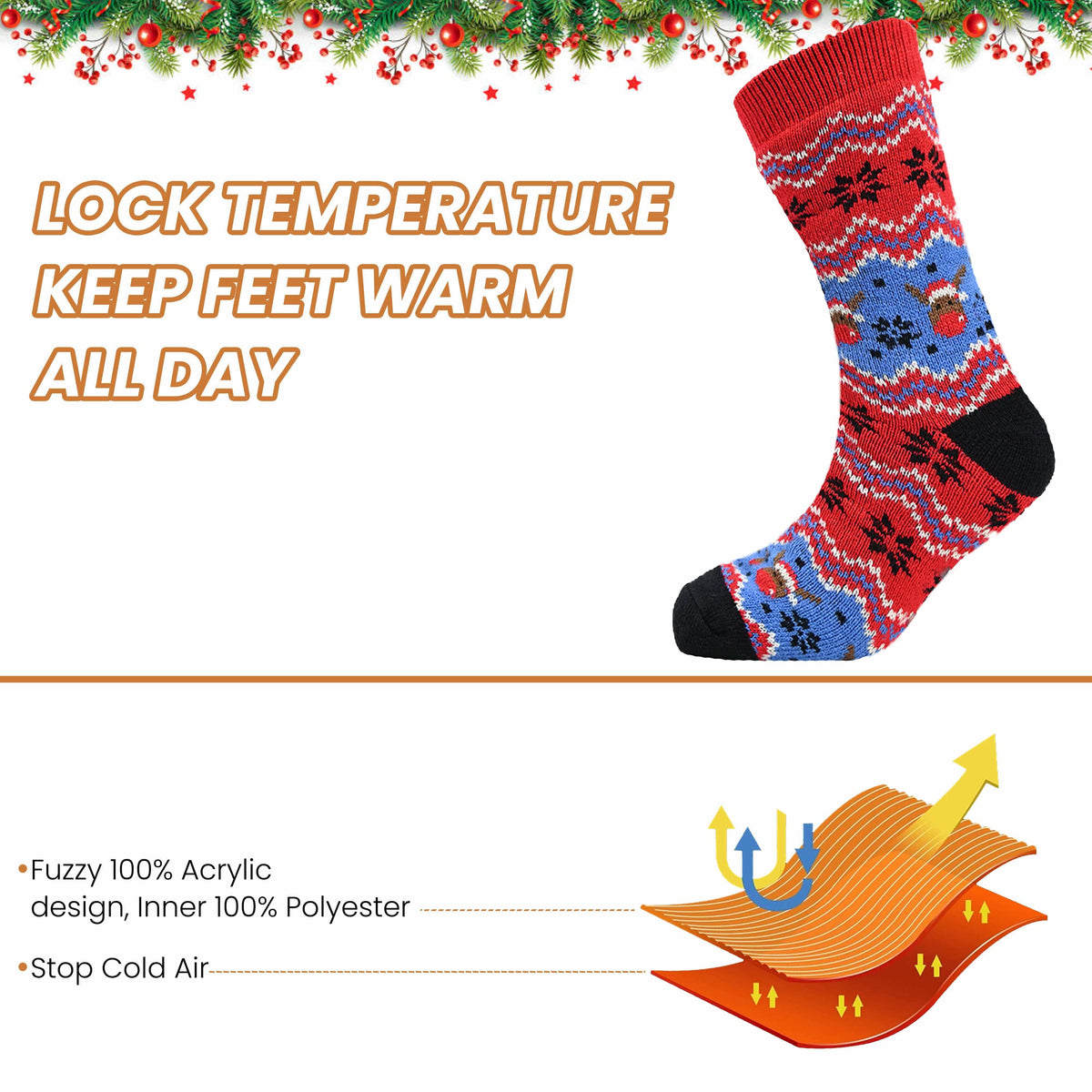 Men's Festive Chunky Knit Slipper Socks (2 Pack)