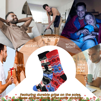Men's Festive Chunky Knit Slipper Socks (2 Pack)