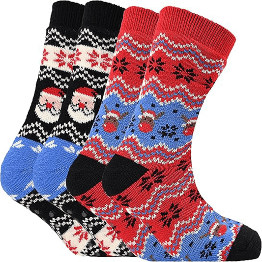 Men's Festive Chunky Knit Slipper Socks (2 Pack)