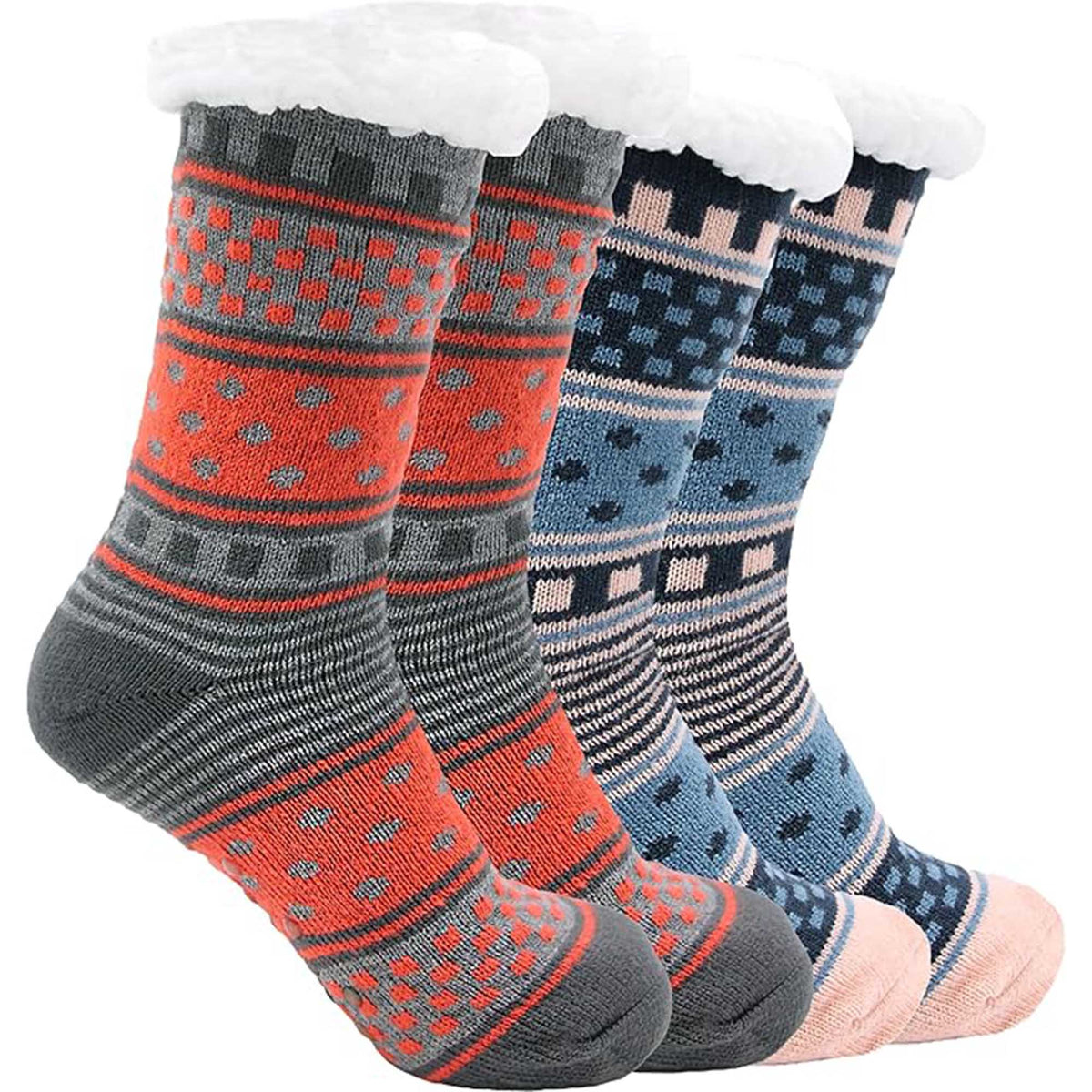 Women's Fur-Lined Chunky Slipper Socks (2 Pack)