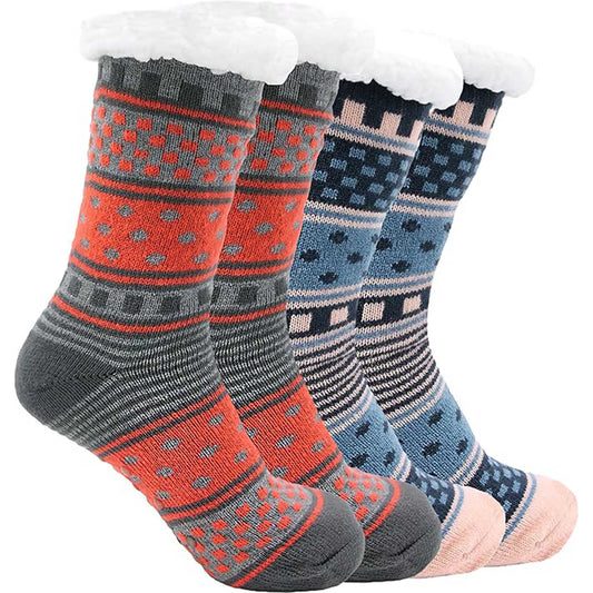Women's Fur-Lined Chunky Slipper Socks (2 Pack)