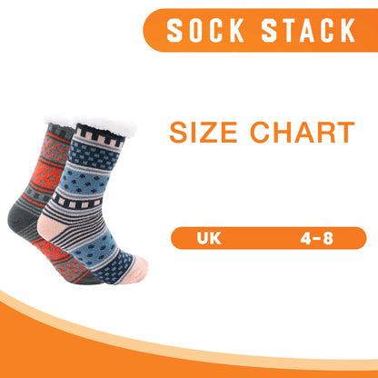 Women's Fur-Lined Chunky Slipper Socks (2 Pack)