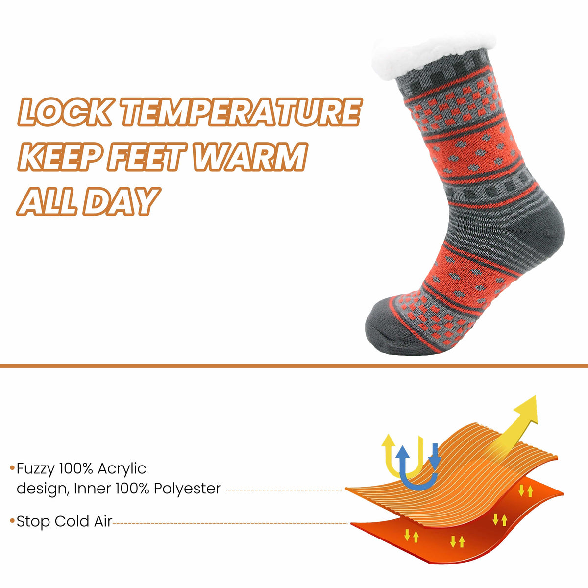 Women's Fur-Lined Chunky Slipper Socks (2 Pack)