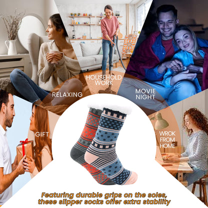 Women's Fur-Lined Chunky Slipper Socks (2 Pack)